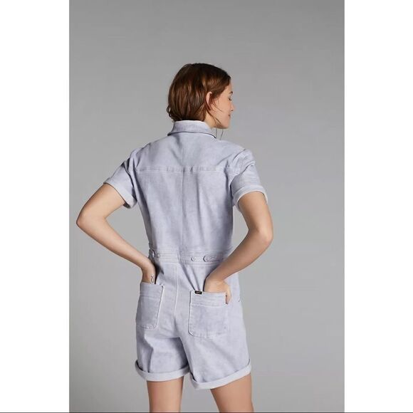 NEW Anthropologie Lee Jeans Acid-Washed Denim Short Overalls Medium or Large - Picture 4 of 4